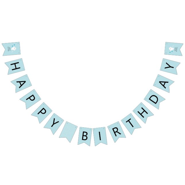 Blue Boo Happy Birthday Party Decor  Bunting (All)