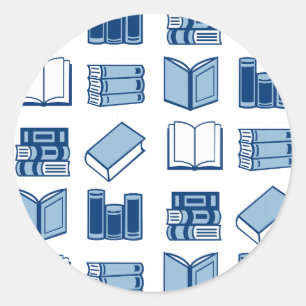 Blue Book Reading and Writing Pattern Classic Round Sticker