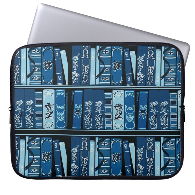 Blue Book Shelves Vintage Books Laptop Sleeve (Front)