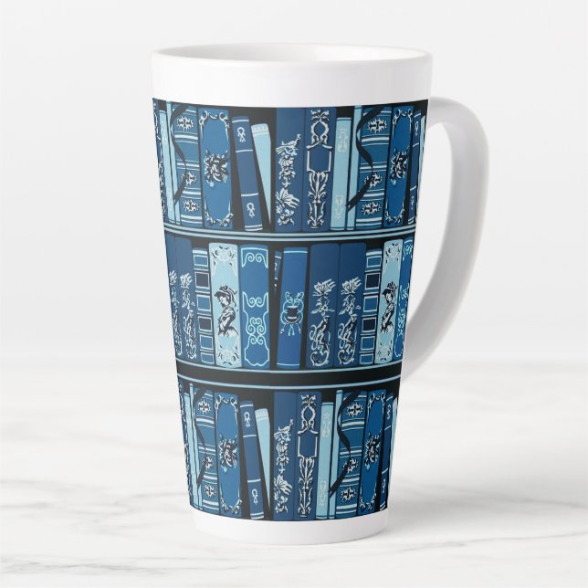 Blue Book Shelves Vintage Books  Latte Mug (Right Angle)