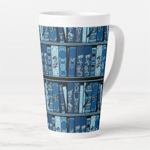 Blue Book Shelves Vintage Books Latte Mug