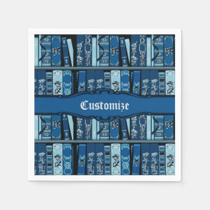 Blue Book Shelves Vintage Books Napkin