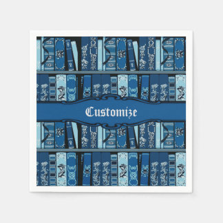 Blue Book Shelves Vintage Books Napkin