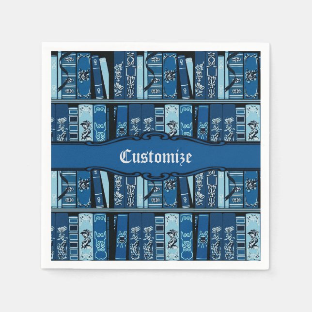 Blue Book Shelves Vintage Books Napkin (Front)