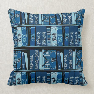 Blue Book Shelves Vintage Books Throw Pillow