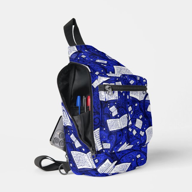 Blue Books Background Sling Bag (Open)
