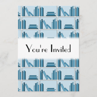 Blue Books on Shelf. Invitation