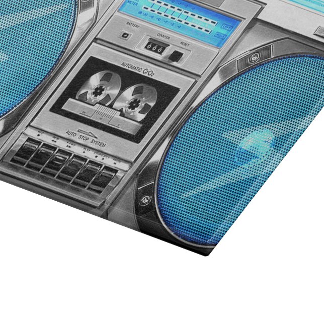 Blue boombox cutting board (Corner)