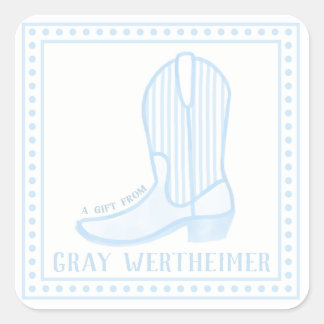 Blue Boot Boys Square Gift Sticker