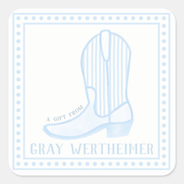 Blue Boot Boys Square Gift Sticker (Front)