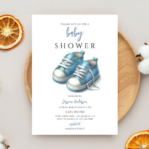 Blue Booties Baby Shower Invitation