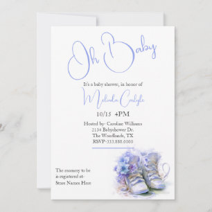 Blue Booties Boy Baby Shower Invitation