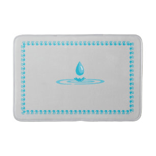Blue Border Bathmat with Elegant Water Drop