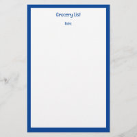 Blue Border Custom Colour Grocery Shopping List