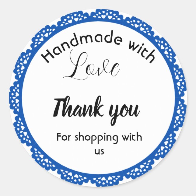 Blue border design business stickers  (Front)