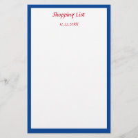 Blue Border Grocery Shopping List Custom Colour