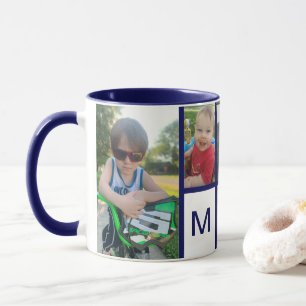 Blue Border Kid's Favourite Initial Photo Keepsake Mug