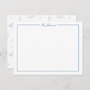 Blue Border Personalised Stationery Note Card