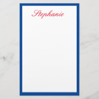 Blue Bordered Edges Red Monograms Template White