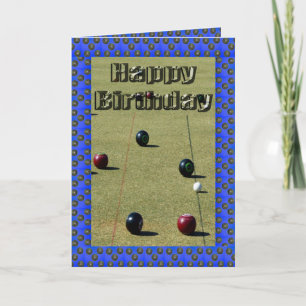 Blue Bordered Lawn Bowls Birthday Card, Card