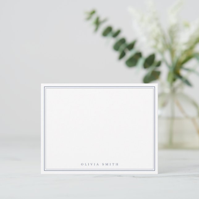 Blue borders minimalist personalised Stationery Card (Standing Front)