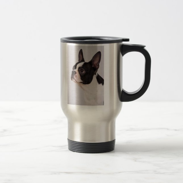 Blue Boston Terrier Dog Stainless Steel Mug (Right)