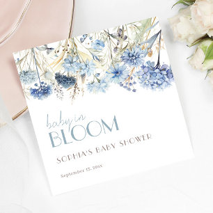 Blue Botanical Baby in Bloom Celebration Napkin