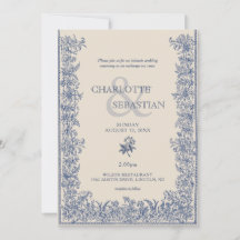 Blue botanical border vintage wedding 