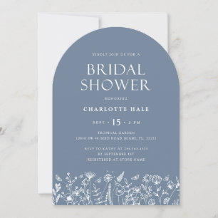 Blue Botanical Bridal Shower  Invitation