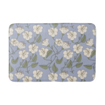 Blue Botanical Cottagecore Floral Bath Mat
