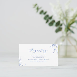 Blue botanical crest monogram bridal Registry card