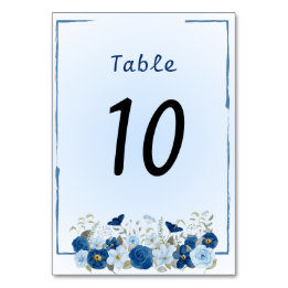 Blue Botanical Elegance Wedding Table Number