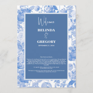 Blue Botanical Florals Wedding Itinerary Programme
