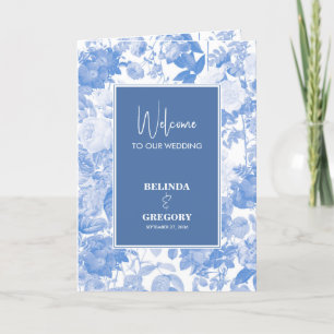 Blue Botanical Florals Wedding Order of Service Programme