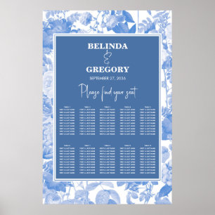 Blue Botanical Florals Wedding Seating Chart