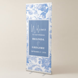 Blue Botanical Florals Wedding Welcome Sign