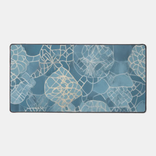 Blue Botanical Geometric Batik Desk Mat