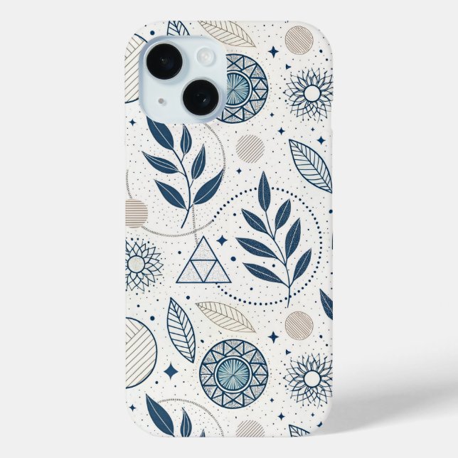 Blue Botanical Geometric Doodle Case-Mate iPhone Case (Back)