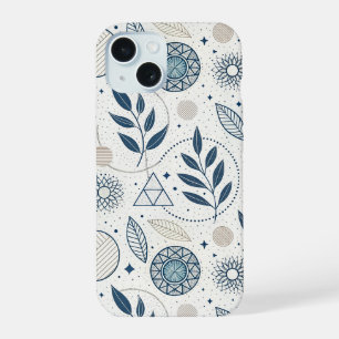 Blue Botanical Geometric Doodle iPhone 15 Case