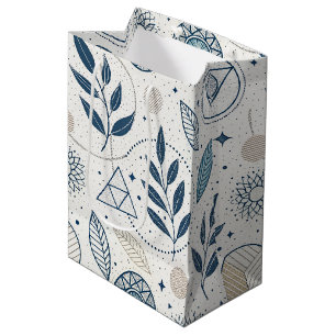 Blue Botanical Geometric Doodle Medium Gift Bag