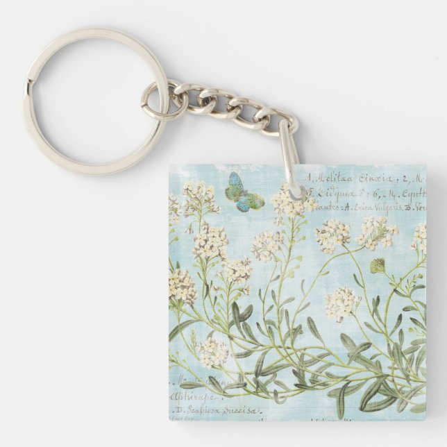 Blue Botanical Key Ring (Front)