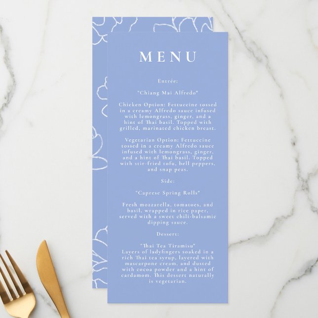 Blue Botanical Modern Wedding Menu (Creator Uploaded)