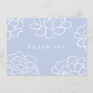 Blue Botanical Modern Wedding Thank You Card