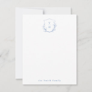 Blue botanical monogram personalised Stationery Card