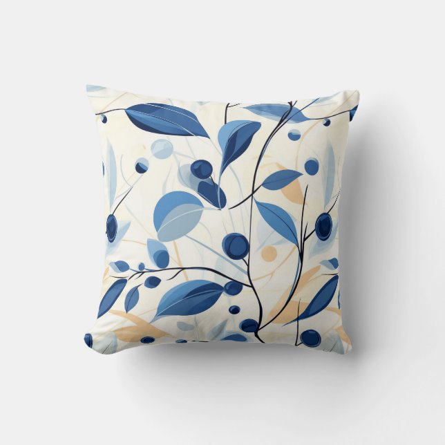 Blue Botanical Pattern Cushion (Front)