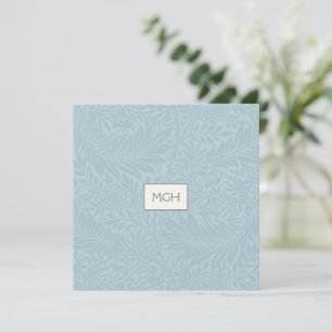 Blue Botanical Pattern Monogram Thank You Card