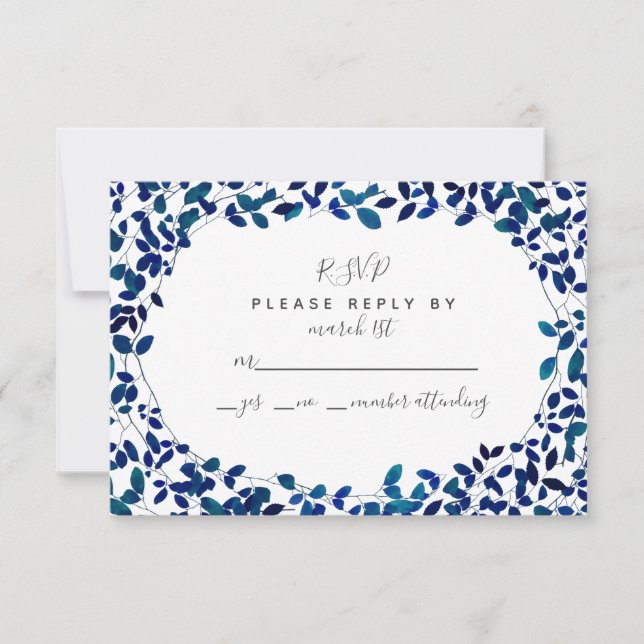 Blue Botanical RSVP Card (Front)