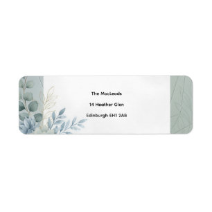 Blue Botanical Side Border Address Label