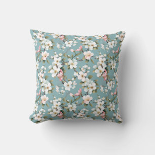 Blue Botanical Spring Dogwood Cushion