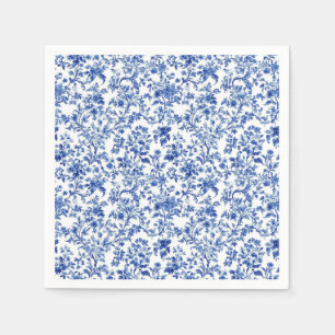 Blue Botanical Vine Toile Garden Party Paper Napki Napkin